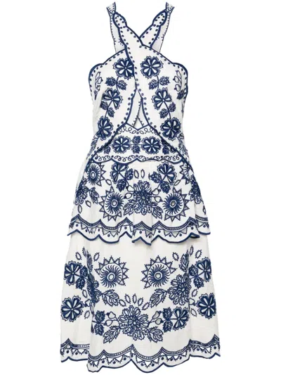 Farm Rio Broderie-anglaise Sleeveless Minidress In White