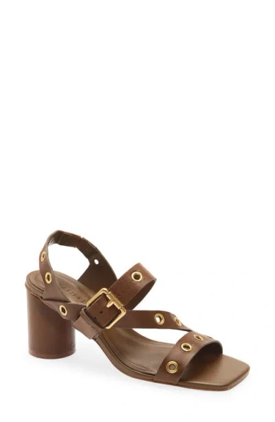 Farm Rio Buckle Block Heel Leather Sandal