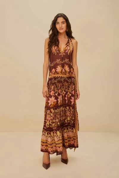 Farm Rio Burgundy Bella Maxi Dress