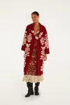 Farm Rio Burgundy Bold Flowers Fleece In Red