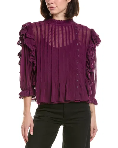 Farm Rio Burgundy Ruffled Blouse In Purple