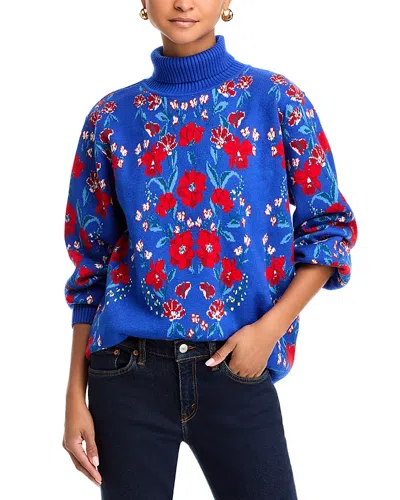 Farm Rio Butterflower Knit Sweater In Blue