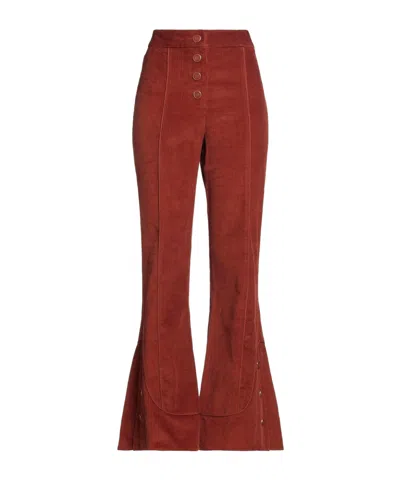 Farm Rio Button-up Casual Pants In Burgundy