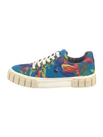 Pre-owned Farm Rio Canvas Floral Print Sneakers In Blue