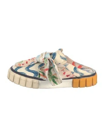 Pre-owned Farm Rio Canvas Floral Print Sneakers In Blue/green/neutrals