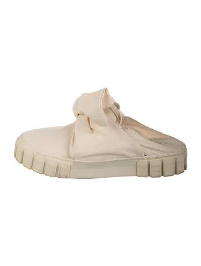 Pre-owned Farm Rio Canvas Mules In Neutral