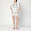 Farm Rio Off-white Sweet Bloom Dreamscape Organic Cotton Mini Dress In White
