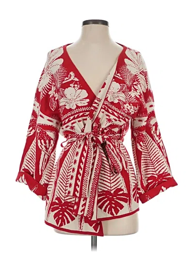 Pre-owned Farm Rio Cardigan Sweater In Red