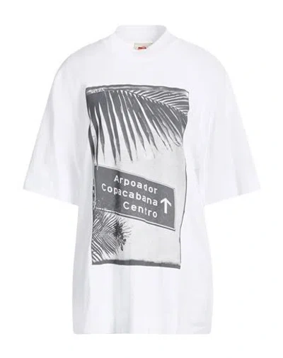 Farm Rio Carioca Postcard Over T-shirt Woman T-shirt White Size Xl Cotton