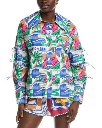 Farm Rio Carioca Posters Shirt In White