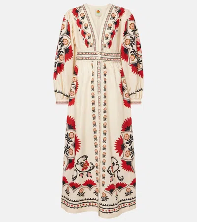 Farm Rio Cashew Mandala Cream Printed Maxi Dress In Beige
