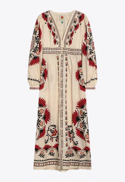 Farm Rio Cashew Mandala Floral Print Midi Dress