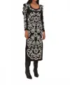Farm Rio Cashew Mandala Knit Dress In Black In Multi