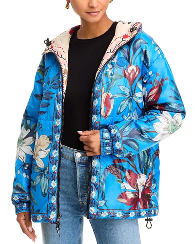 Farm Rio Cashew Mandala Reversible Puffer Jacket In Cashew Mandala Cream