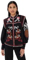 Farm Rio Broderie-anglaise Cotton Blouse In Cashew Mandala Black