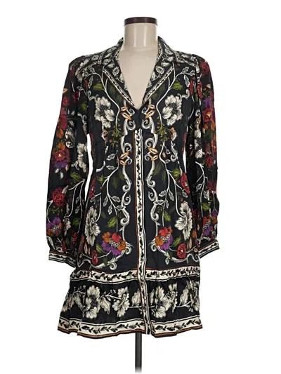 Farm Rio Rococo Flowers Black Mini Dress Rococo Flowers Black In Multi