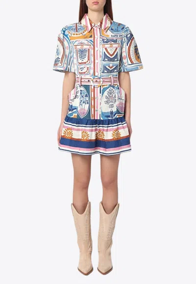 Farm Rio Cerrado Stamps Mini Shirt Dress