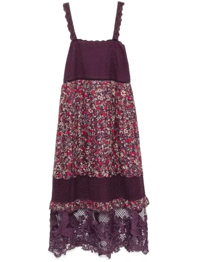 Farm Rio Chelsea Garden Embroidered Dress In Purple