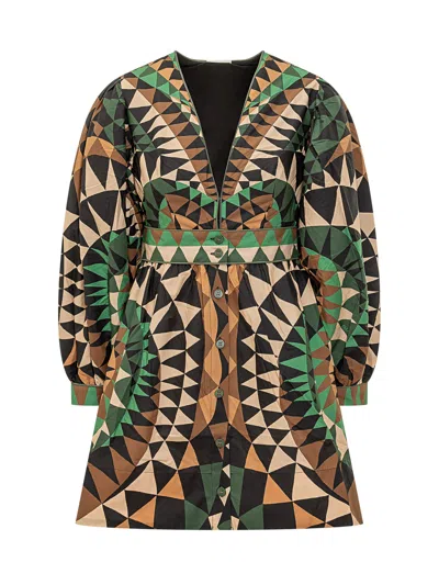 Farm Rio Chic Mini Suit Dress For Effortless Style In Green