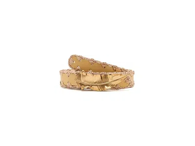 Farm Rio Classic Leather Belt Women's Belts Light Yellow: One Size In Gold