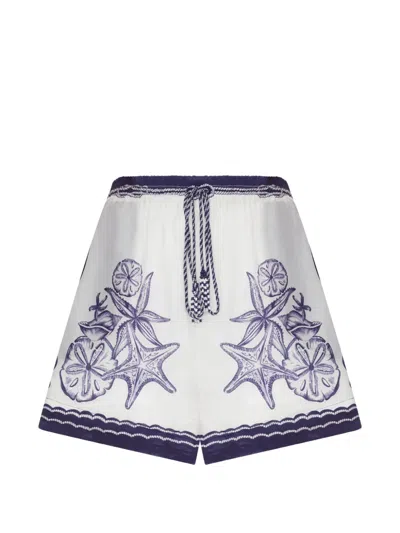 Farm Rio All-over Print Viscose Drawstring Waist Shorts In White