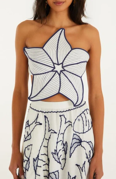 Farm Rio Coast Stars Strapless Top In White