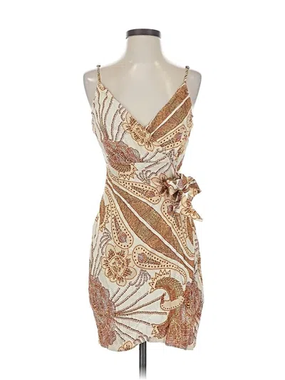 Pre-owned Farm Rio Cocktail Dress In Brown