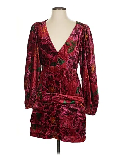 Pre-owned Farm Rio Cocktail Dress In Burgundy
