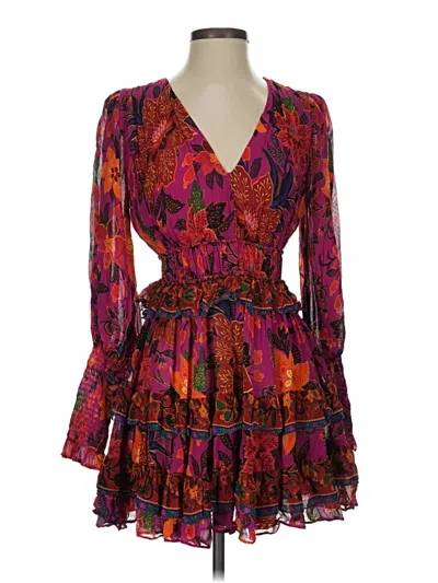 Pre-owned Farm Rio Cocktail Dress In Burgundy