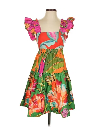 Pre-owned Farm Rio Cocktail Dress In Green