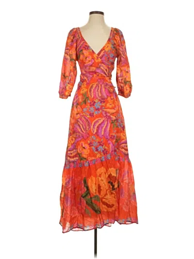 Pre-owned Farm Rio Cocktail Dress In Orange