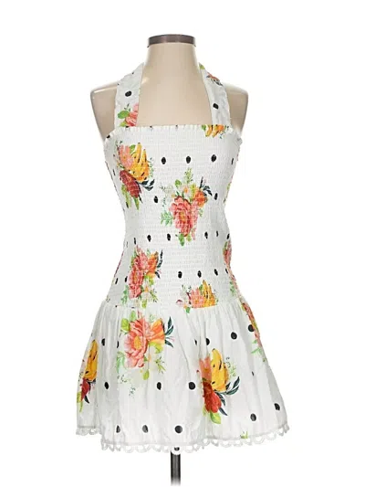Pre-owned Farm Rio Cocktail Dress In White