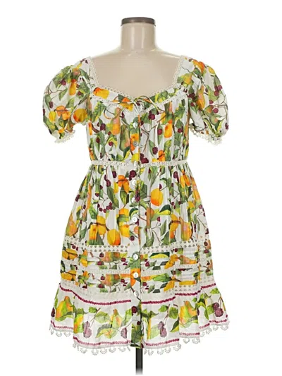 Pre-owned Farm Rio Cocktail Dress In White