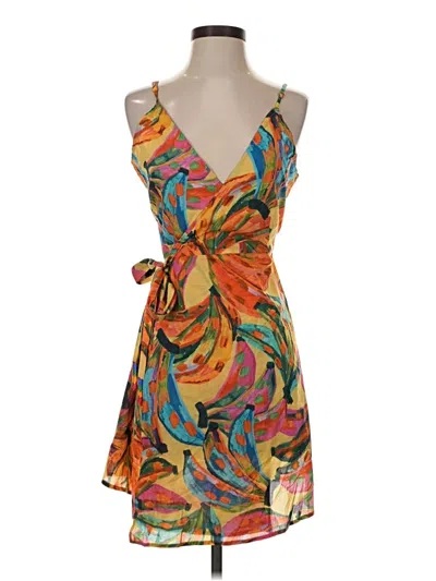 Pre-owned Farm Rio Cocktail Dress In Yellow