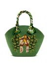 Farm Rio Coconut Toucan Raffia Tote Bag In Green