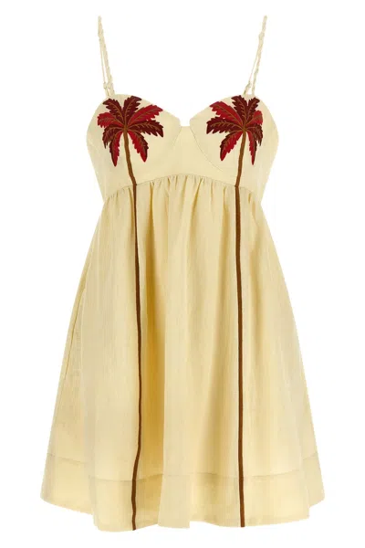 Farm Rio Coconut Tree Dress In Neutral
