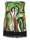 Farm Rio Womens Coconut Tree Flow Flow Fringe Strapless Linen Top In Green