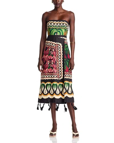 FARM RIO COCONUT TREE FLOWING SCARF DRESS