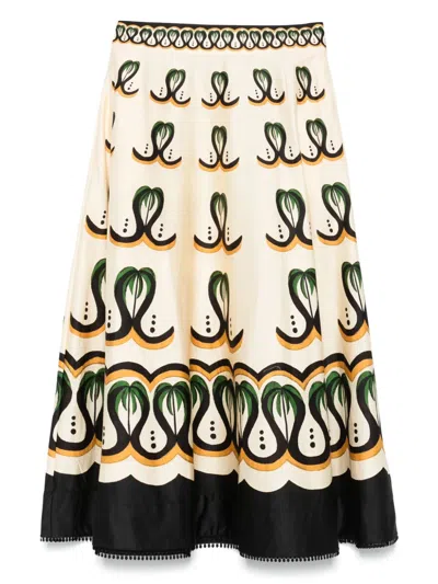 Farm Rio Off-white Coconut Tree Flow Skirt