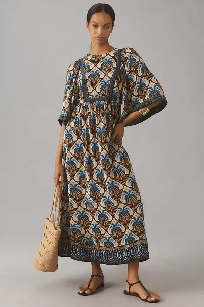 Farm Rio Cocopalm Midi Dress In Brown