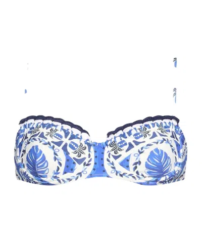 Farm Rio Colorblock Bikini Top In Blue