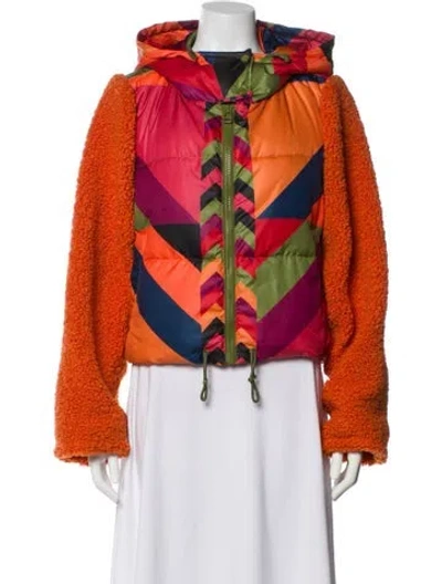 Pre-owned Farm Rio Colorblock Pattern Coat In Orange