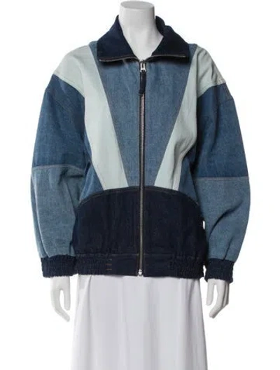Pre-owned Farm Rio Colorblock Pattern Denim Jacket In Blue