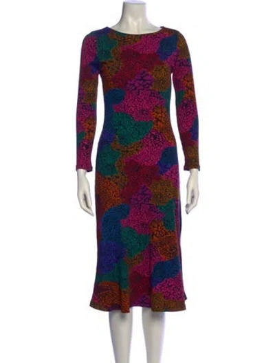 Pre-owned Farm Rio Colorblock Pattern Long Dress In Pink