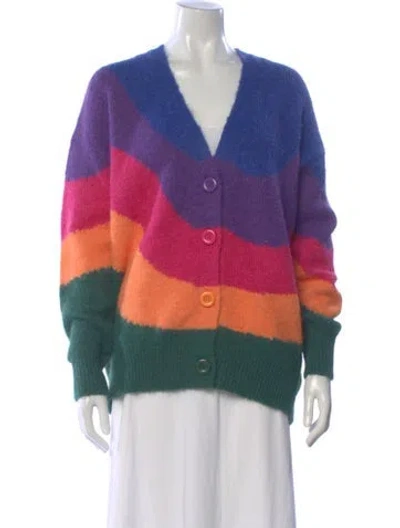 Pre-owned Farm Rio Colorblock Pattern V-neck Sweater W/ Tags In Blue