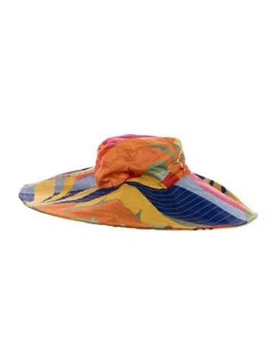 Pre-owned Farm Rio Colorblock Polyester Sun Hat In Blue
