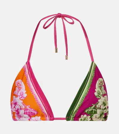 Farm Rio Colorblocked Floral Bikini Top