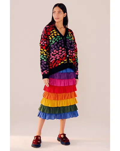Farm Rio Colorblocking Midi Skirt In Multi