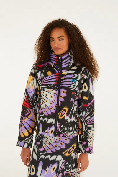 Farm Rio Colorfly Lilac Adidas Puffer Jacket In Multi