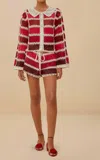 Farm Rio Colorful Crochet Tiles Shirt In Multi In Multi